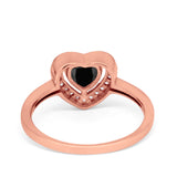 Halo Dazzling Heart Promise Ring Round Simulated CZ 925 Sterling Silver