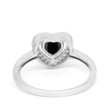 Halo Dazzling Heart Promise Ring Round Simulated CZ 925 Sterling Silver