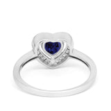 Halo Dazzling Heart Promise Ring Round Simulated CZ 925 Sterling Silver