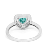 Halo Dazzling Heart Promise Ring Round Simulated CZ 925 Sterling Silver