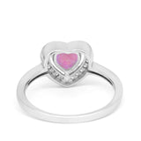 Halo Dazzling Heart Promise Ring Round Simulated CZ 925 Sterling Silver