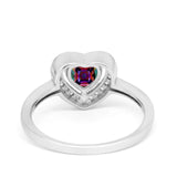 Halo Dazzling Heart Promise Ring Round Simulated CZ 925 Sterling Silver