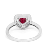 Halo Dazzling Heart Promise Ring Round Simulated CZ 925 Sterling Silver