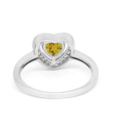 Halo Dazzling Heart Promise Ring Round Simulated CZ 925 Sterling Silver