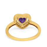 Halo Dazzling Heart Promise Ring Round Simulated CZ 925 Sterling Silver