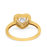 Halo Dazzling Heart Promise Ring Round Simulated CZ 925 Sterling Silver