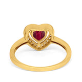 Halo Dazzling Heart Promise Ring Round Simulated CZ 925 Sterling Silver