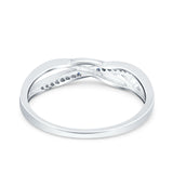 Infinity Twisted Half Eternity Wedding Band Ring Round Simulated Cubic Zirconia 925 Sterling Silver