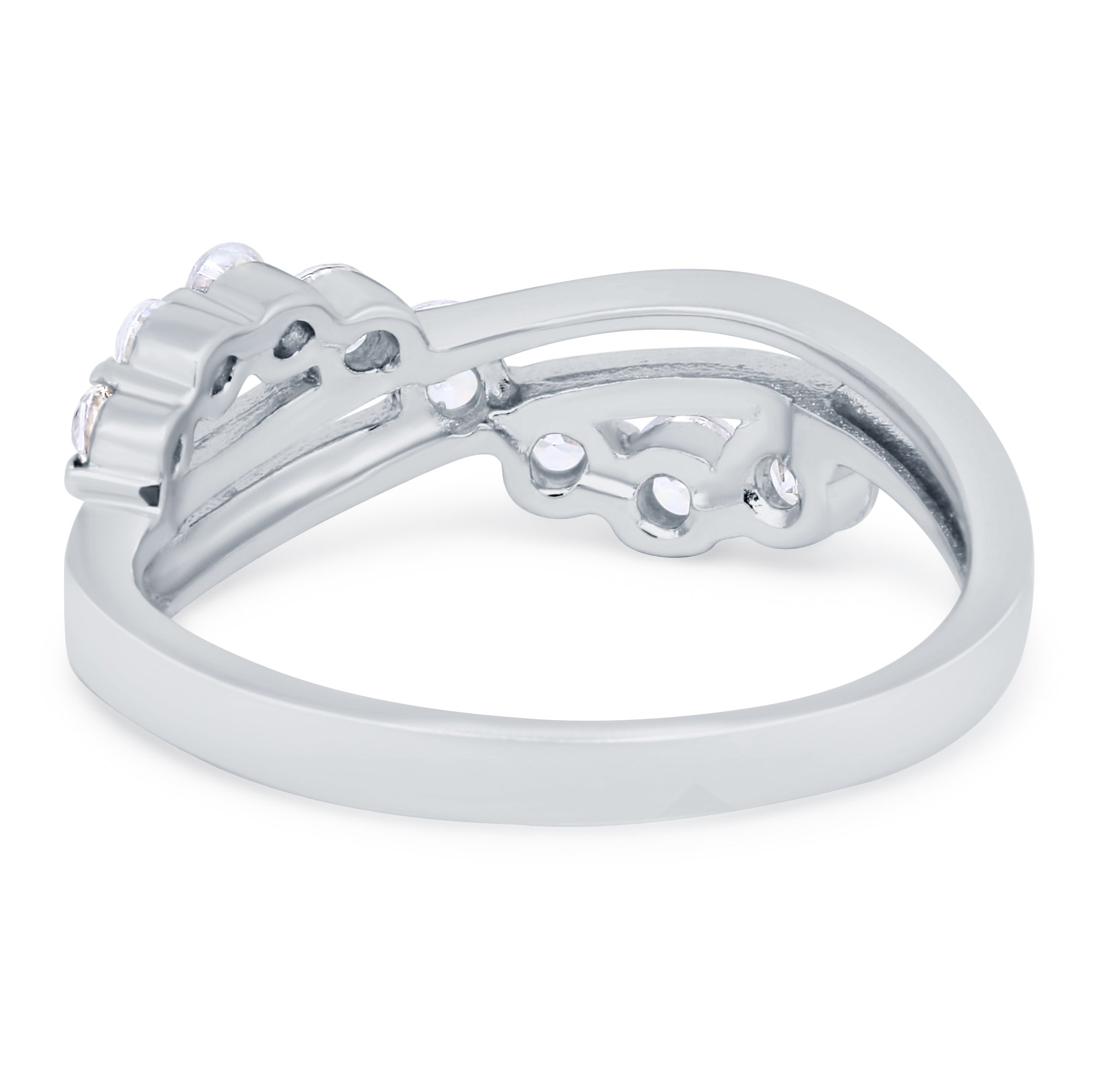 Journey Ring Round Eternity Simulated Cubic Zirconia 925 Sterling Silver