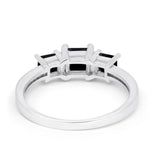 Three Stone Engagement Ring Simulated Cubic Zirconia 925 Sterling Silver