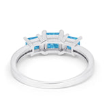 Three Stone Engagement Ring Simulated Cubic Zirconia 925 Sterling Silver