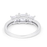 Three Stone Engagement Ring Simulated Cubic Zirconia 925 Sterling Silver