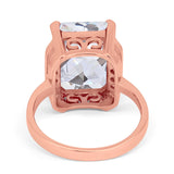 Engagement Ring Radiant Cut Simulated Cubic Zirconia 925 Sterling Silver