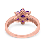 Flower Solitaire Wedding Engagement Ring Simulated Cubic Zirconia 925 Sterling Silver