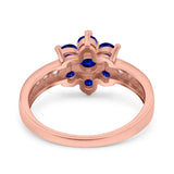 Flower Solitaire Wedding Engagement Ring Simulated Cubic Zirconia 925 Sterling Silver