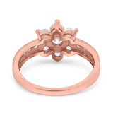 Flower Solitaire Wedding Engagement Ring Simulated Cubic Zirconia 925 Sterling Silver