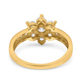 Flower Solitaire Wedding Engagement Ring Simulated Cubic Zirconia 925 Sterling Silver