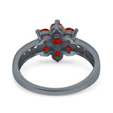 Flower Solitaire Wedding Engagement Ring Simulated Cubic Zirconia 925 Sterling Silver