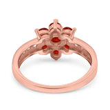 Flower Solitaire Wedding Engagement Ring Simulated Cubic Zirconia 925 Sterling Silver