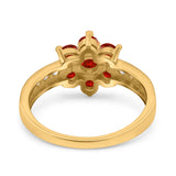 Flower Solitaire Wedding Engagement Ring Simulated Cubic Zirconia 925 Sterling Silver