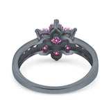 Flower Solitaire Wedding Engagement Ring Simulated Cubic Zirconia 925 Sterling Silver