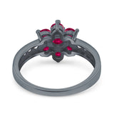 Flower Solitaire Wedding Engagement Ring Simulated Cubic Zirconia 925 Sterling Silver