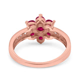 Flower Solitaire Wedding Engagement Ring Simulated Cubic Zirconia 925 Sterling Silver