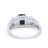 Engagement Ring Radiant Cut Simulated Cubic Zirconia 925 Sterling Silver