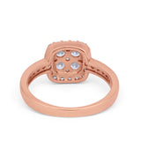 Halo Dazzling Accent Wedding Ring Simulated Cubic Zirconia 925 Sterling Silver