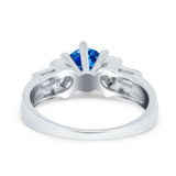 Round Wedding Ring Pear & Baguette Simulated Cubic Zirconia 925 Sterling Silver