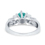 Round Wedding Ring Pear & Baguette Simulated Cubic Zirconia 925 Sterling Silver