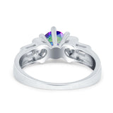 Round Wedding Ring Pear & Baguette Simulated Cubic Zirconia 925 Sterling Silver