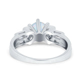 Round Wedding Ring Pear & Baguette Simulated Cubic Zirconia 925 Sterling Silver