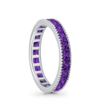 Full Eternity Wedding Band Ring Simulated CZ 925 Sterling Silver