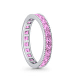 Full Eternity Wedding Band Ring Simulated CZ 925 Sterling Silver