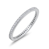 Stackable Full Eternity Wedding Band RingS Simulated CZ 925 Sterling Silver