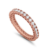 Eternity Wedding Band Rings Round Simulated CZ 925 Sterling Silver