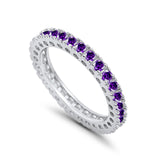 Eternity Wedding Band Rings Round Simulated CZ 925 Sterling Silver