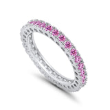 Eternity Wedding Band Rings Round Simulated CZ 925 Sterling Silver