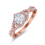 Heart Promise Ring Infinity Shank Simulated Cubic Zirconia 925 Sterling Silver