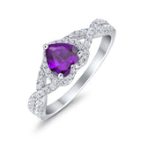 Heart Promise Ring Infinity Shank Simulated Cubic Zirconia 925 Sterling Silver