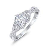 Heart Promise Ring Infinity Shank Simulated Cubic Zirconia 925 Sterling Silver
