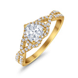 Heart Promise Ring Infinity Shank Simulated Cubic Zirconia 925 Sterling Silver