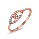 Evil Eye Ring Round Simulated Cubic Zirconia 925 Sterling Silver