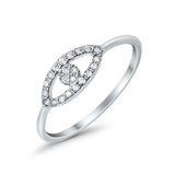 Evil Eye Ring Round Simulated Cubic Zirconia 925 Sterling Silver