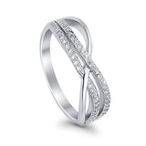 Crisscross Infinity Rings Eternity Simulated CZ 925 Sterling Silver