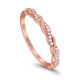 Half Eternity Infinity Twisted Band Rings Simulated CZ 925 Sterling Silver
