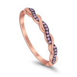 Half Eternity Infinity Twisted Band Rings Simulated CZ 925 Sterling Silver