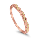 Half Eternity Infinity Twisted Band Rings Simulated CZ 925 Sterling Silver