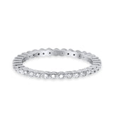 Full Eternity Stackable Wedding Ring Pave Simulated CZ 925 Sterling Silver